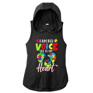 I'm Her Voice She Is My Heart Autism Mom Autism Aware Ladies PosiCharge Tri-Blend Wicking Draft Hoodie Tank