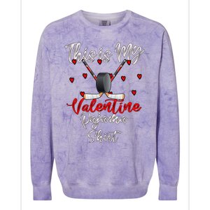 Ice Hockey Valentine's Day For Lovers Hockey Cute Gift Colorblast Crewneck Sweatshirt