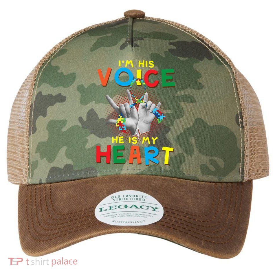 I'm His Voice He Is My Heart Autism Awareness Legacy Tie Dye Trucker Hat