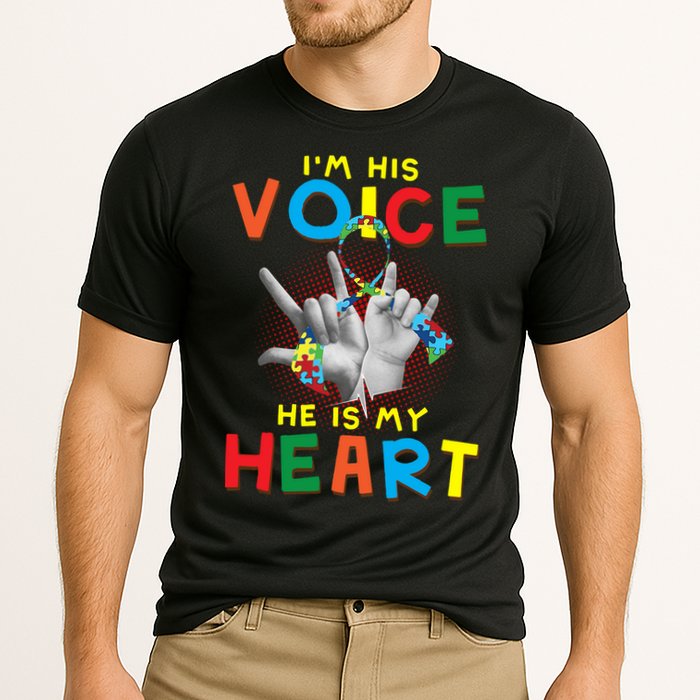I'm His Voice He Is My Heart Autism Awareness Cooling Performance Crew T-Shirt
