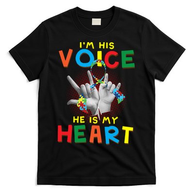I'm His Voice He Is My Heart Autism Awareness T-Shirt