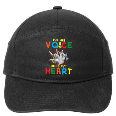 I'm His Voice He Is My Heart Autism Awareness 7-Panel Snapback Hat
