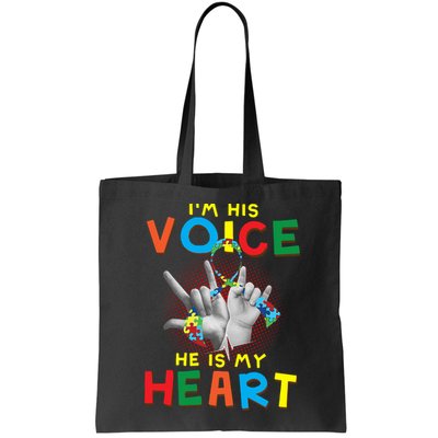 I'm His Voice He Is My Heart Autism Awareness Bag