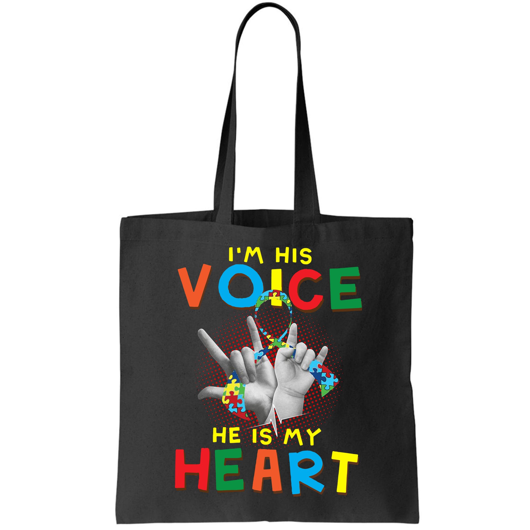 I'm His Voice He Is My Heart Autism Awareness Bag