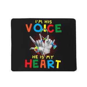 I'm His Voice He Is My Heart Autism Awareness Mousepad