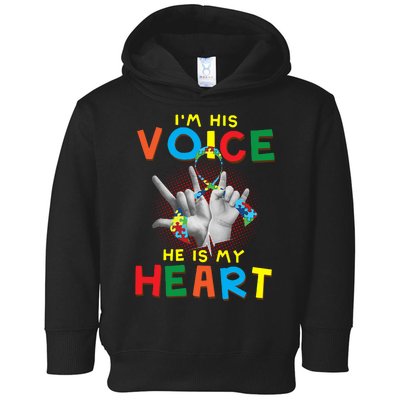 I'm His Voice He Is My Heart Autism Awareness Toddler Hoodie