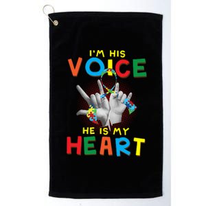 I'm His Voice He Is My Heart Autism Awareness Platinum Collection Golf Towel