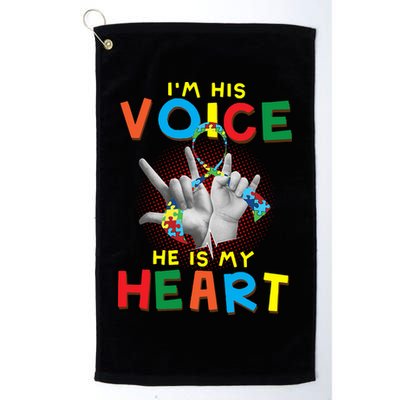 I'm His Voice He Is My Heart Autism Awareness Golf Towel