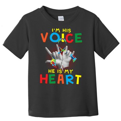 I'm His Voice He Is My Heart Autism Awareness Toddler T-Shirt