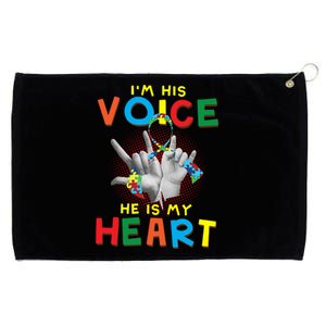 I'm His Voice He Is My Heart Autism Awareness Grommeted Golf Towel