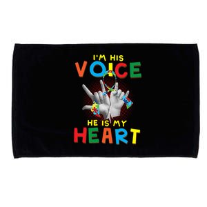 I'm His Voice He Is My Heart Autism Awareness Microfiber Hand Towel