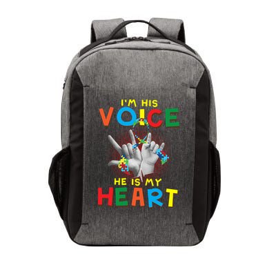 I'm His Voice He Is My Heart Autism Awareness Vector Backpack