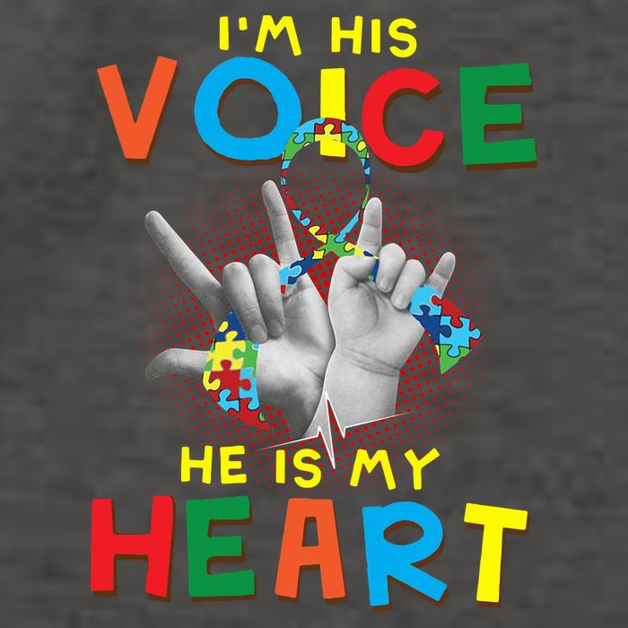 I'm His Voice He Is My Heart Autism Awareness Vector Backpack