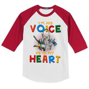 I'm His Voice He Is My Heart Autism Awareness Kids Colorblock Raglan Jersey