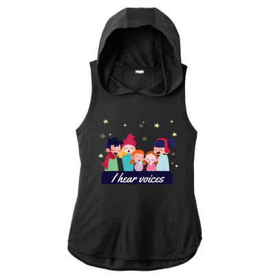 I Hear Voices Choir Singer Ladies PosiCharge Tri-Blend Wicking Draft Hoodie Tank