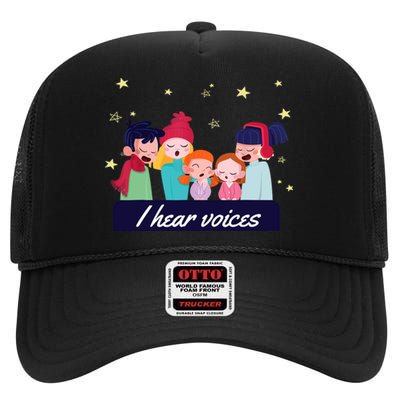 I Hear Voices Choir Singer High Crown Mesh Back Trucker Hat