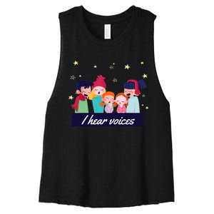 I Hear Voices Choir Singer Women's Racerback Cropped Tank