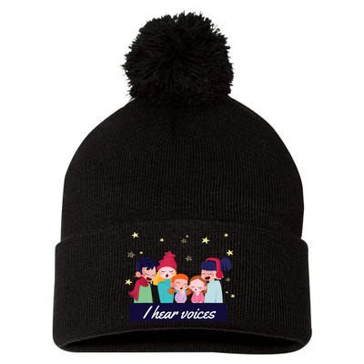 I Hear Voices Choir Singer Pom Pom 12in Knit Beanie