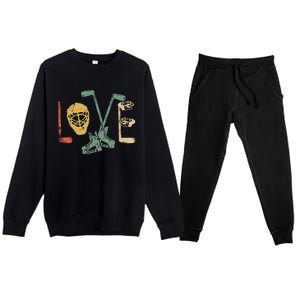 Ice Hockey Valentine's Day For Lovers Hockeys Gift Premium Crewneck Sweatsuit Set