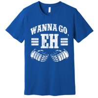 Ice Hockey Vintage Gloves Wanna Go Eh Gift Premium T-Shirt