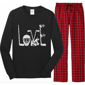 Ice Hockey Valentine's Day For Lovers Hockeys Long Sleeve Pajama Set