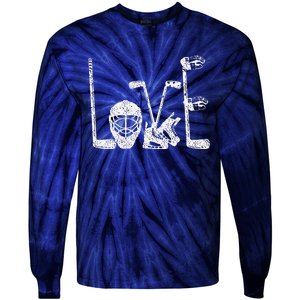 Ice Hockey Valentine's Day For Lovers Hockeys Tie-Dye Long Sleeve Shirt