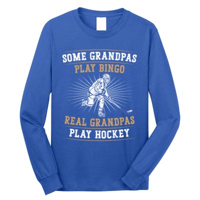 Ice Hockey Vintage Grandpa Some Grandpas Play Bingo Real Cute Gift Long Sleeve Shirt