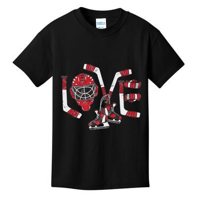Ice Hockey Valentines Day Love Cute Gift Goalie Kids T-Shirt