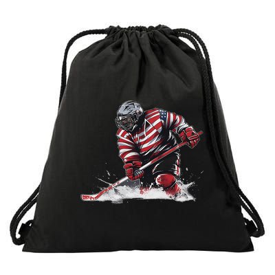 Ice Hockey Women Puck Hockeyplayer Player Drawstring Bag