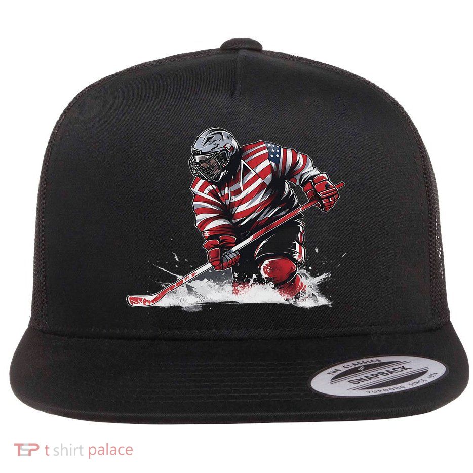 Ice Hockey Women Puck Hockeyplayer Player Flatbill Hat