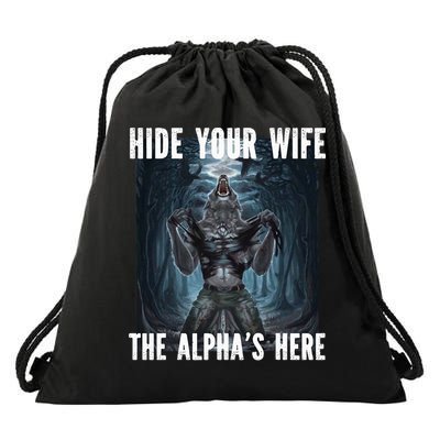 I Heart Werewolfs Alpha Funny Cringe Werewolf Wolf Meme Drawstring Bag