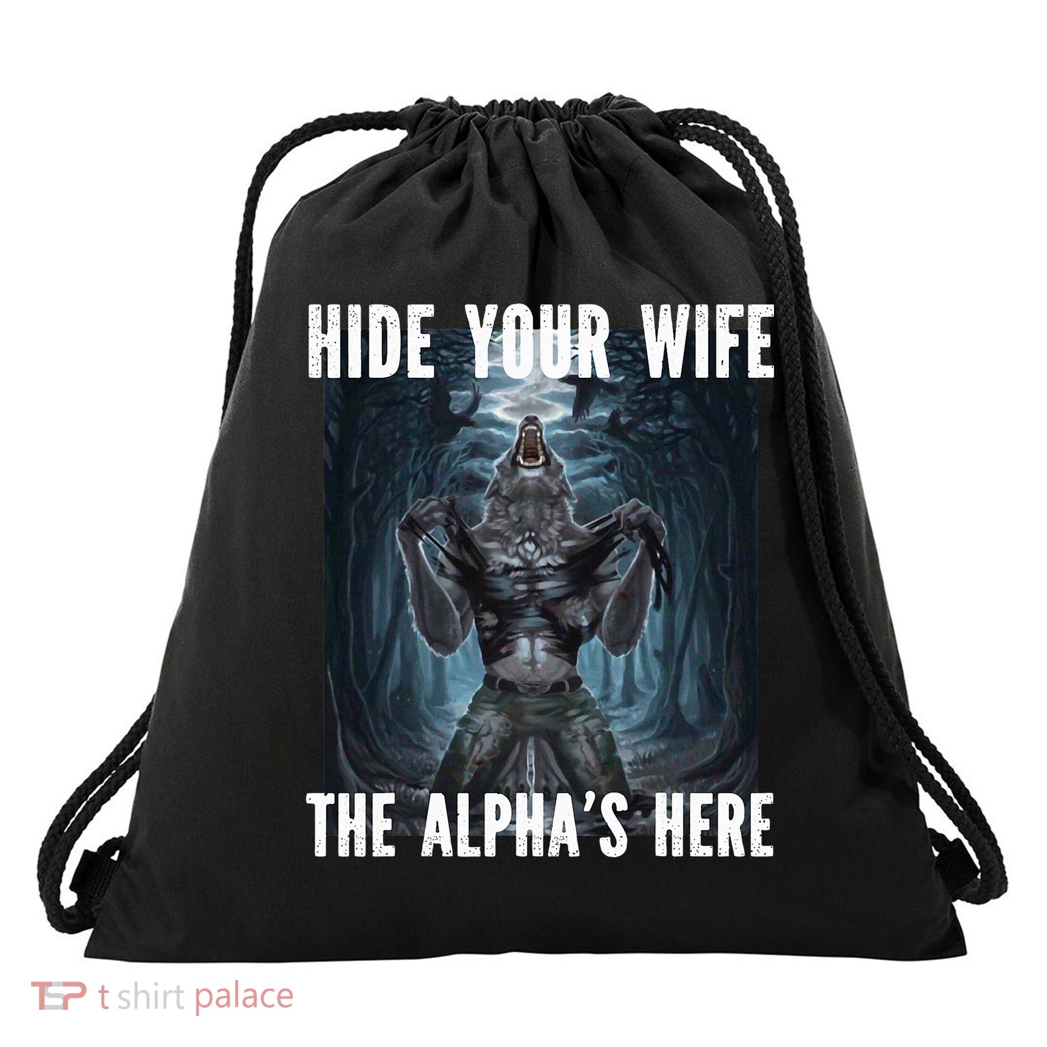 I Heart Werewolfs Alpha Funny Cringe Werewolf Wolf Meme Drawstring Bag