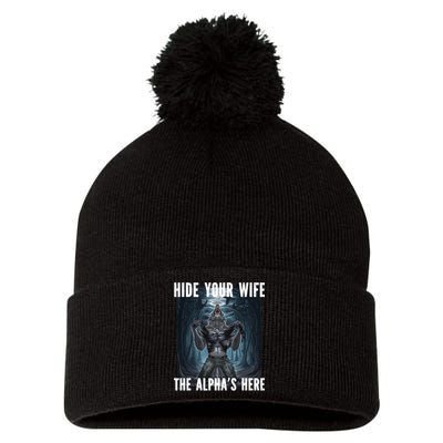 I Heart Werewolfs Alpha Funny Cringe Werewolf Wolf Meme Pom Pom 12in Knit Beanie