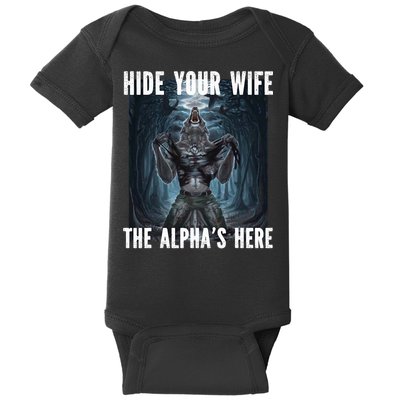 I Heart Werewolfs Alpha Funny Cringe Werewolf Wolf Meme Baby Bodysuit