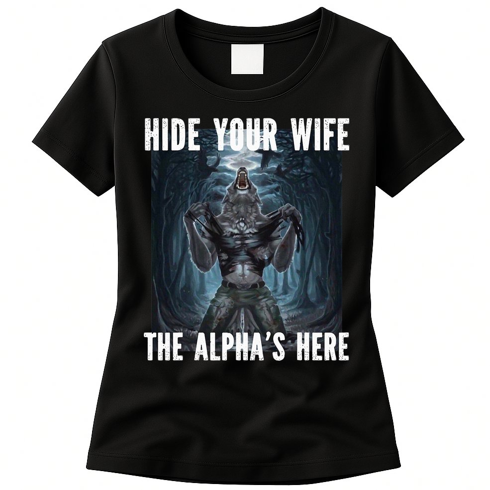 I Heart Werewolfs Alpha Funny Cringe Werewolf Wolf Meme Womens T-Shirt