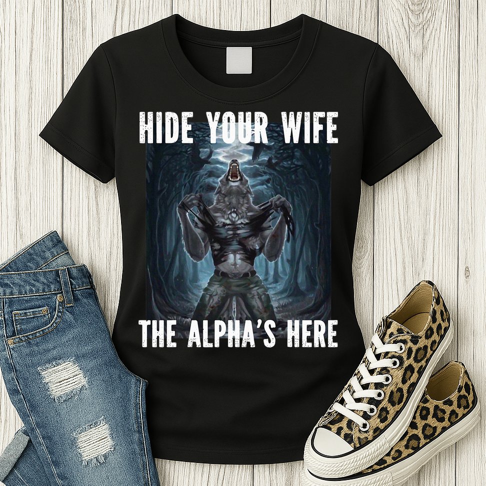 I Heart Werewolfs Alpha Funny Cringe Werewolf Wolf Meme Womens T-Shirt