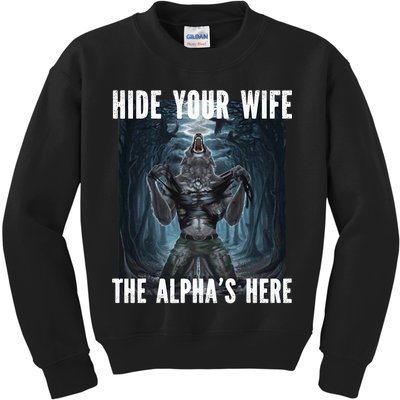 I Heart Werewolfs Alpha Funny Cringe Werewolf Wolf Meme Kids Sweatshirt
