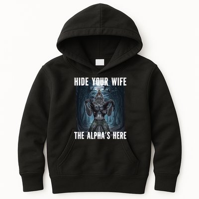 I Heart Werewolfs Alpha Funny Cringe Werewolf Wolf Meme Kids Hoodie