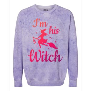 Im His Witch Cute Couple Halloween Costume Cute Gift Colorblast Crewneck Sweatshirt