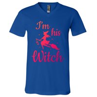 Im His Witch Cute Couple Halloween Costume Cute Gift V-Neck T-Shirt