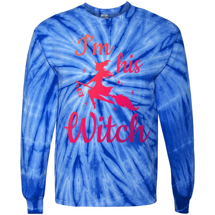 Im His Witch Cute Couple Halloween Costume Cute Gift Tie-Dye Long Sleeve Shirt