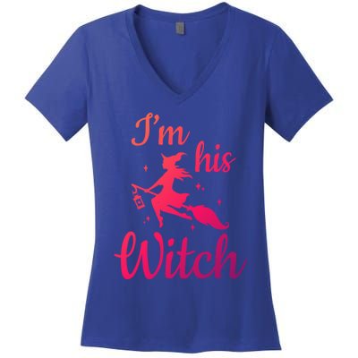 Im His Witch Cute Couple Halloween Costume Cute Gift Women's V-Neck T-Shirt