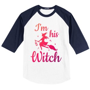 Im His Witch Cute Couple Halloween Costume Cute Gift Baseball Sleeve Shirt