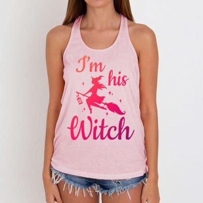 Im His Witch Cute Couple Halloween Costume Cute Gift Women's Knotted Racerback Tank