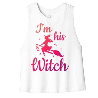 Im His Witch Cute Couple Halloween Costume Cute Gift Women's Racerback Cropped Tank