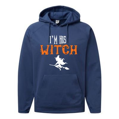 Im His Witch Im Her Boo Funny Couples Matching Halloween Gift Performance Fleece Hoodie