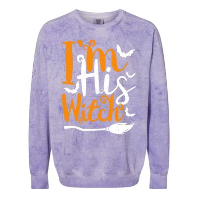 Im His Witch Funny Halloween Design Matching Couple For Her Colorblast Crewneck Sweatshirt