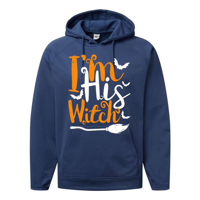 Im His Witch Funny Halloween Design Matching Couple For Her Performance Fleece Hoodie