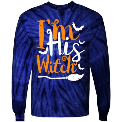 Im His Witch Funny Halloween Design Matching Couple For Her Tie-Dye Long Sleeve Shirt