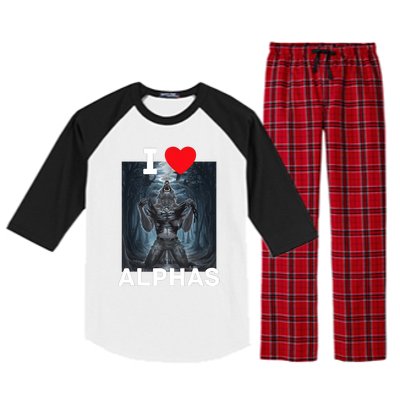 I Heart Werewolfs Funny Cringe Werewolf Wolf Meme Raglan Sleeve Pajama Set